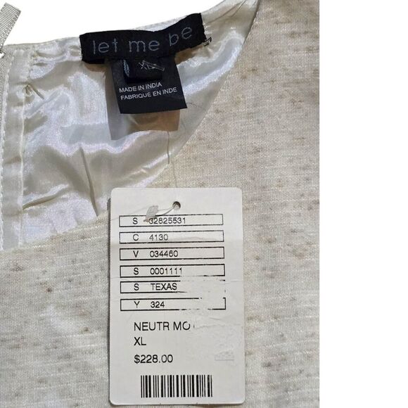 Anthropologie let me be dress linen blend embroidered scalloped sleeveless SZ XL - Picture 3 of 8